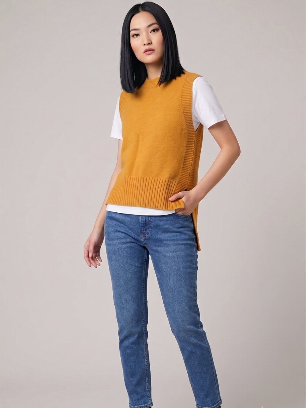 Orange sweater vest